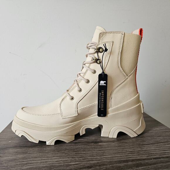 Sorel Women's Brex Lace Boot Size 9 Bleached Ceramic/Orange 1951211 NEW - Picture 4 of 10